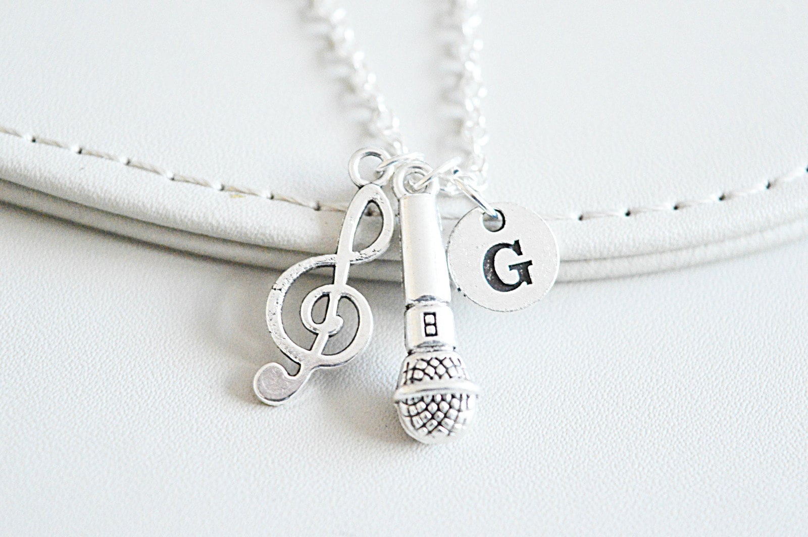 Musically Themed Necklace with Mic and Notes