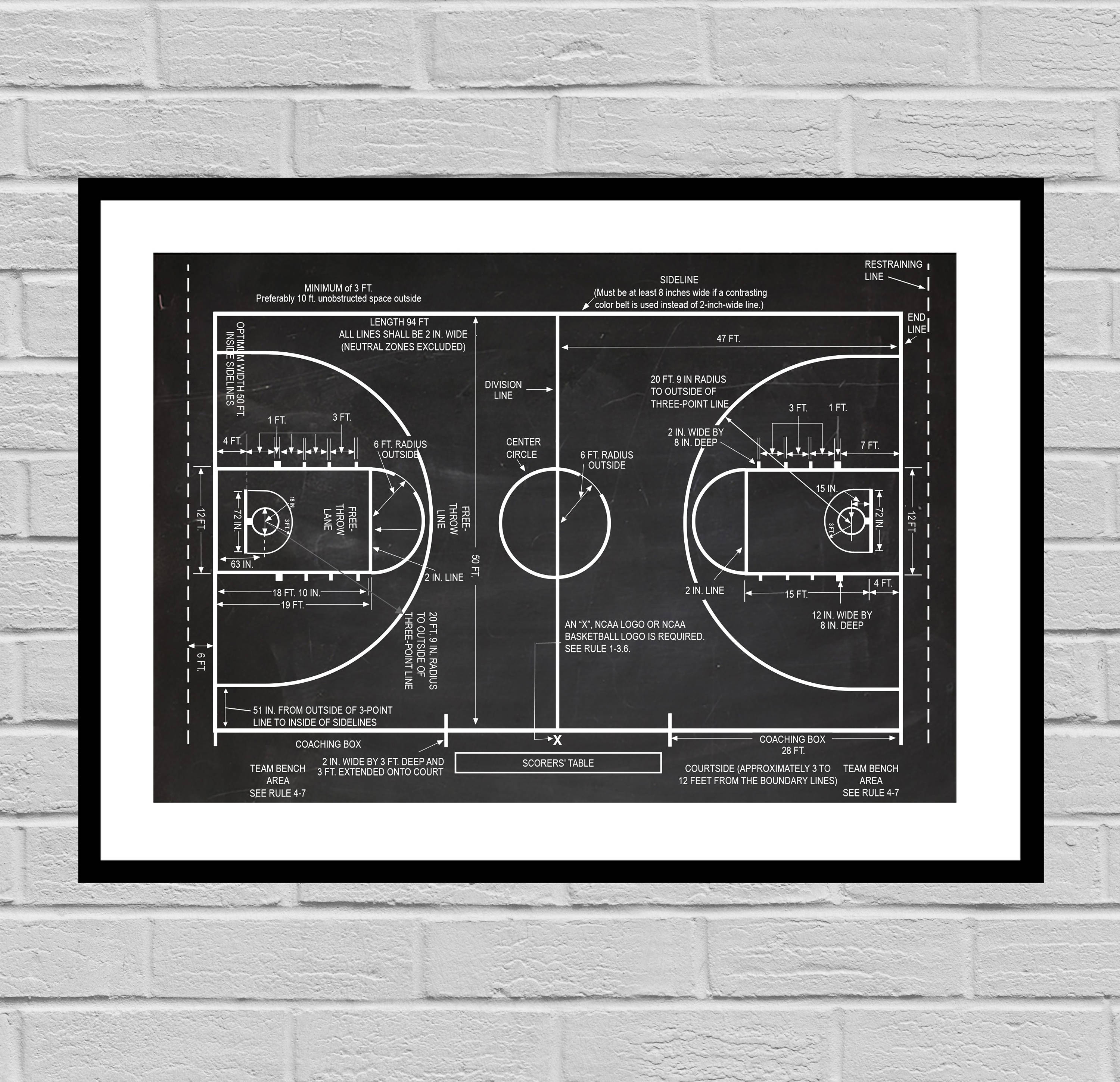 Beautiful Wall Mountable Basketball Court Diagram 