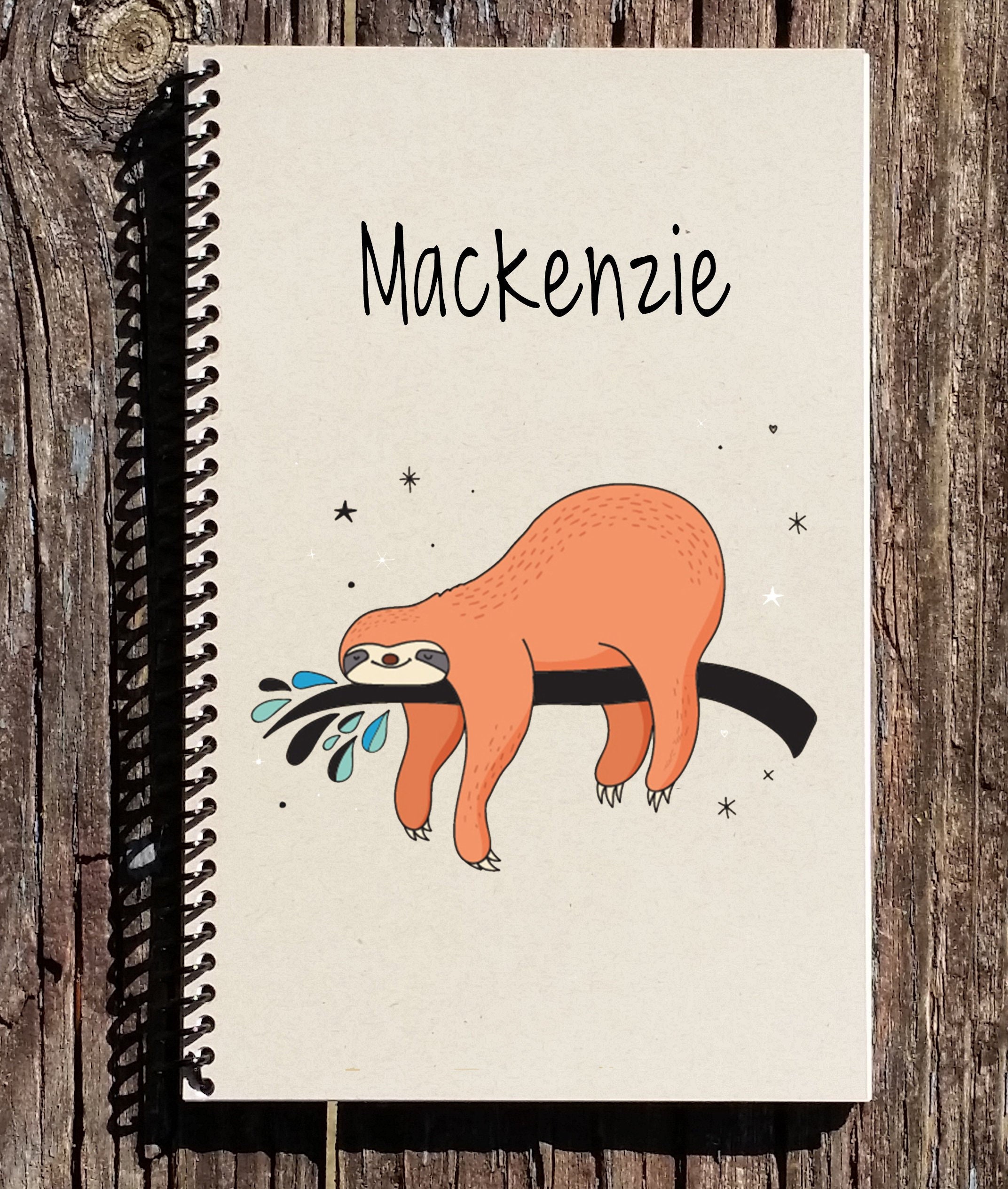 Personalized Notebook with Sleepy Sloth