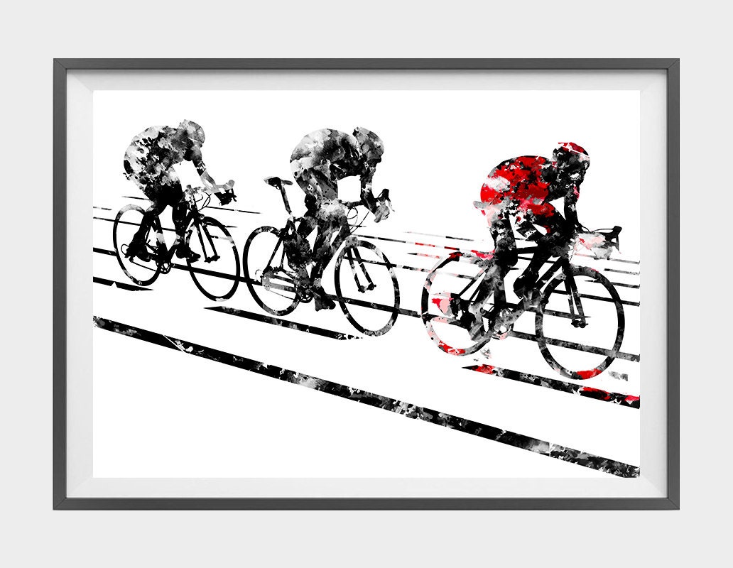 Handmade Top-Quality Watercolor Print Bicycle Painting