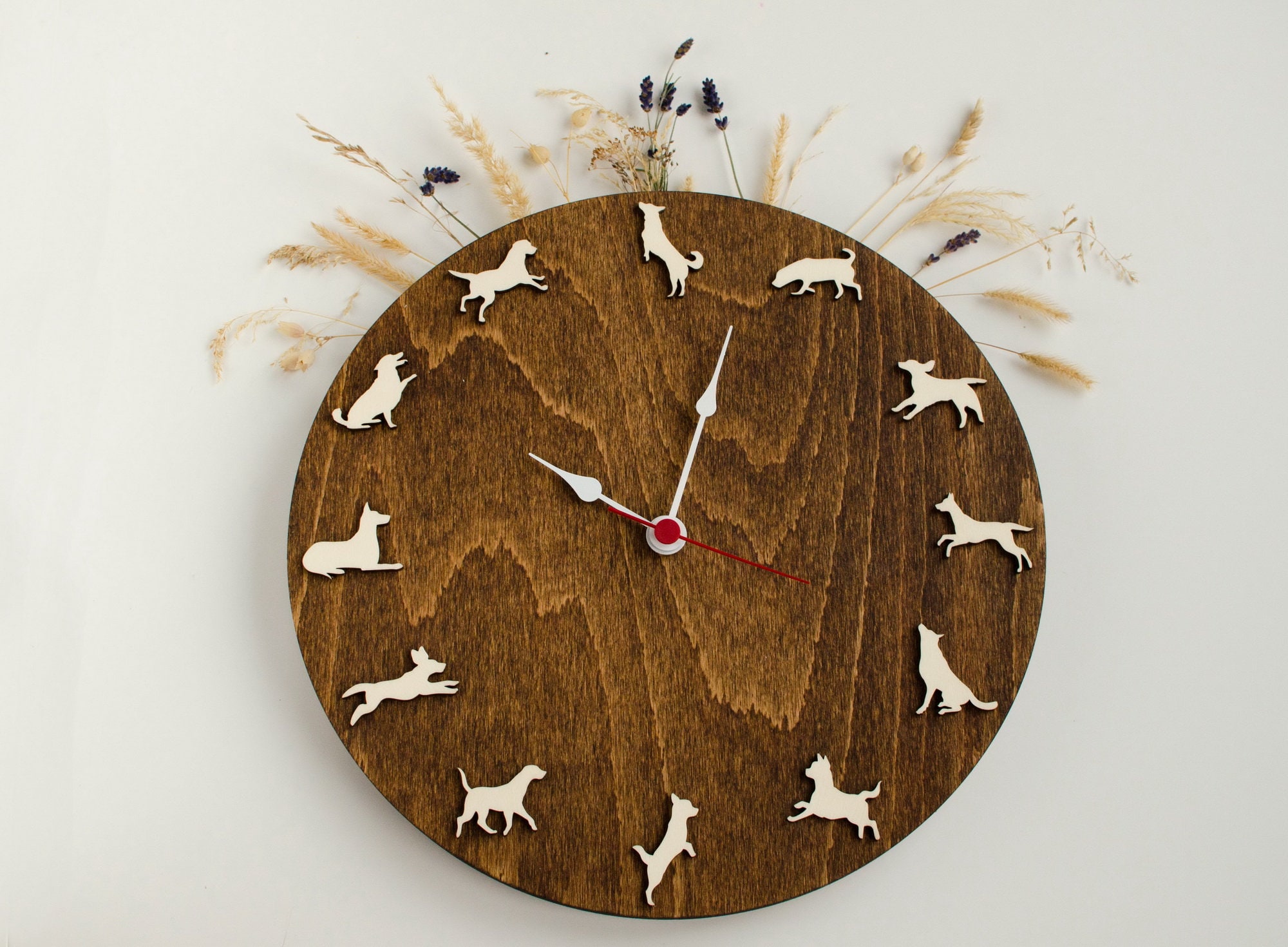 Stunning Dog-Themed Wood Wall Clock