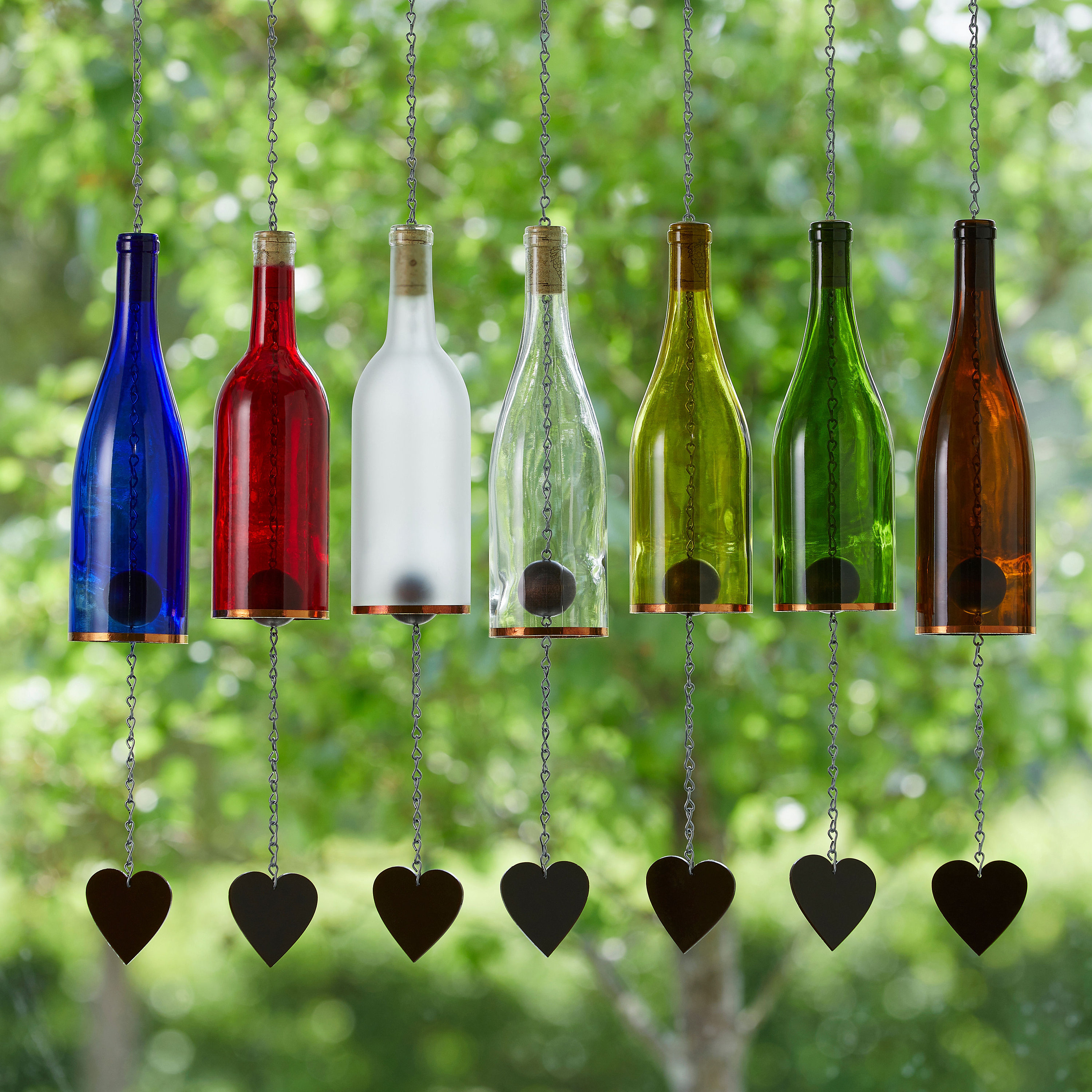 Wine Glass Bottles as Wind Chimes