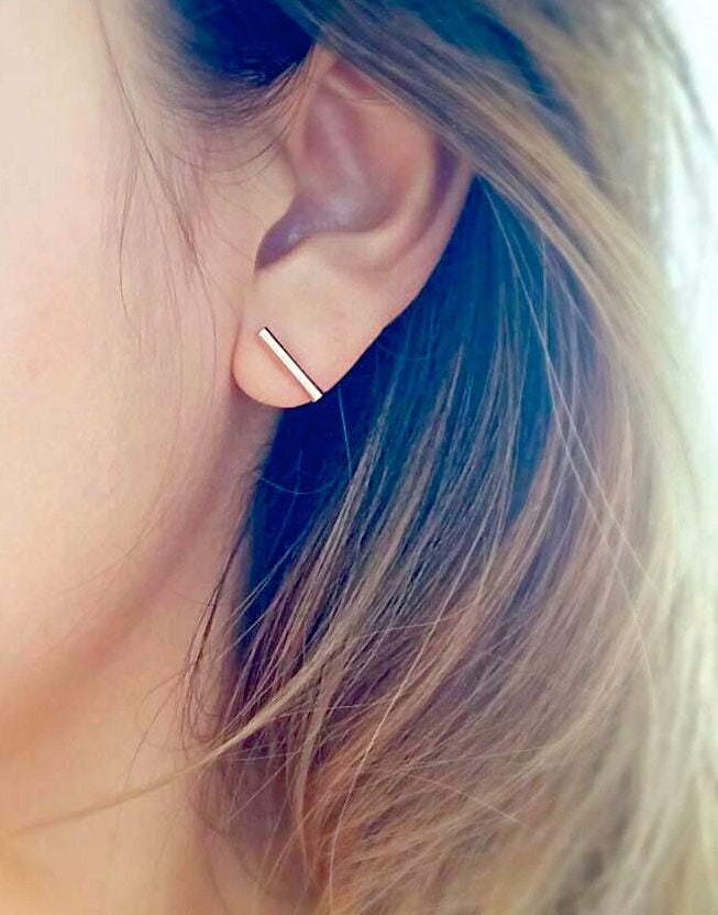 Simple Gold Bar Stud Earrings