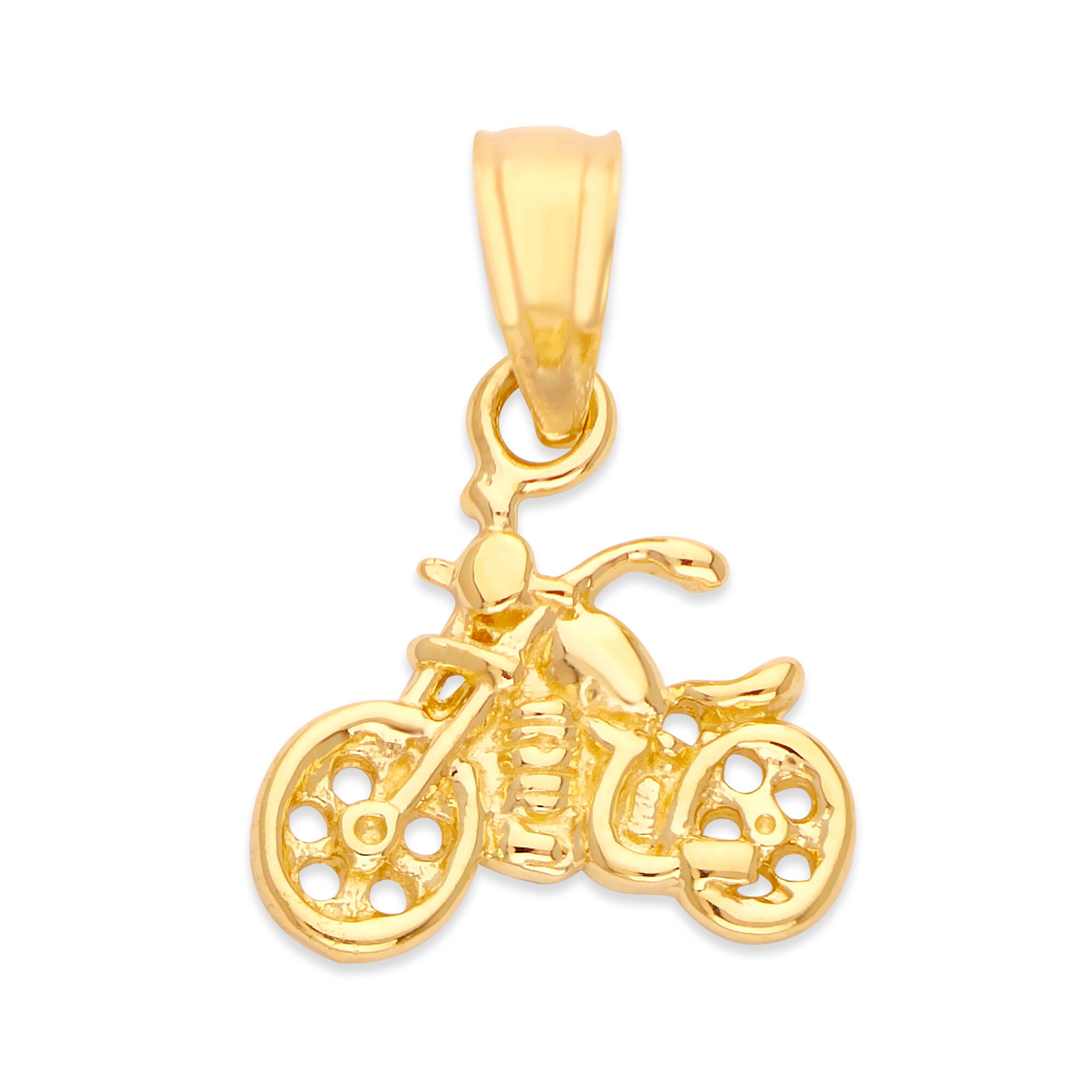 Stylish Handcrafted Gold Motorcycle Necklace Pendant 