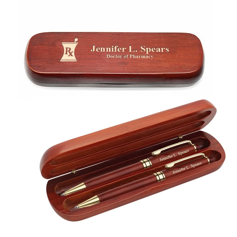 Cherry Wood Two Pen Set with Case