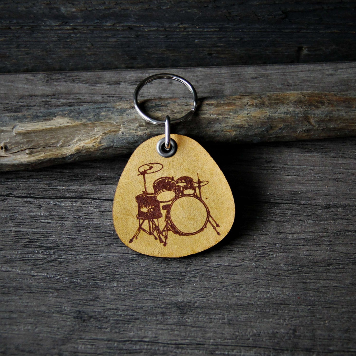 Simple but Sweet Leather Drums Keychain