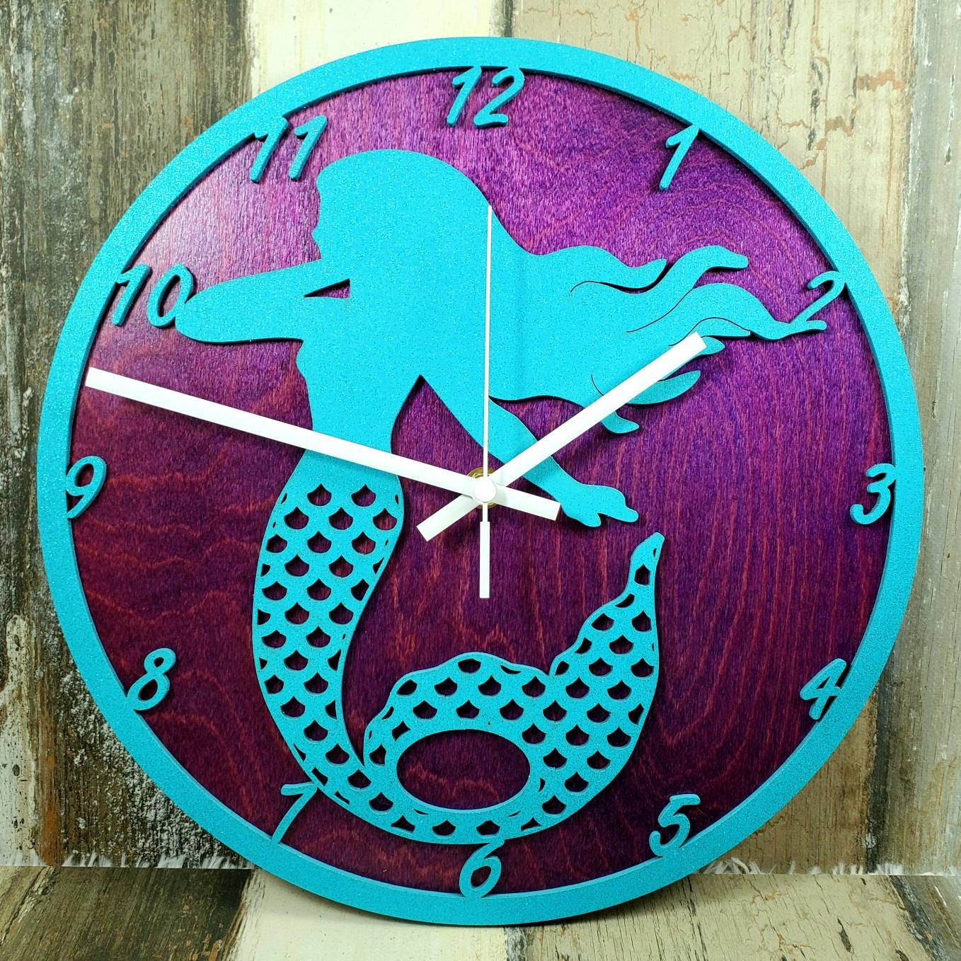 Enchanting Laser-Engraved Mermaid Wall Clock