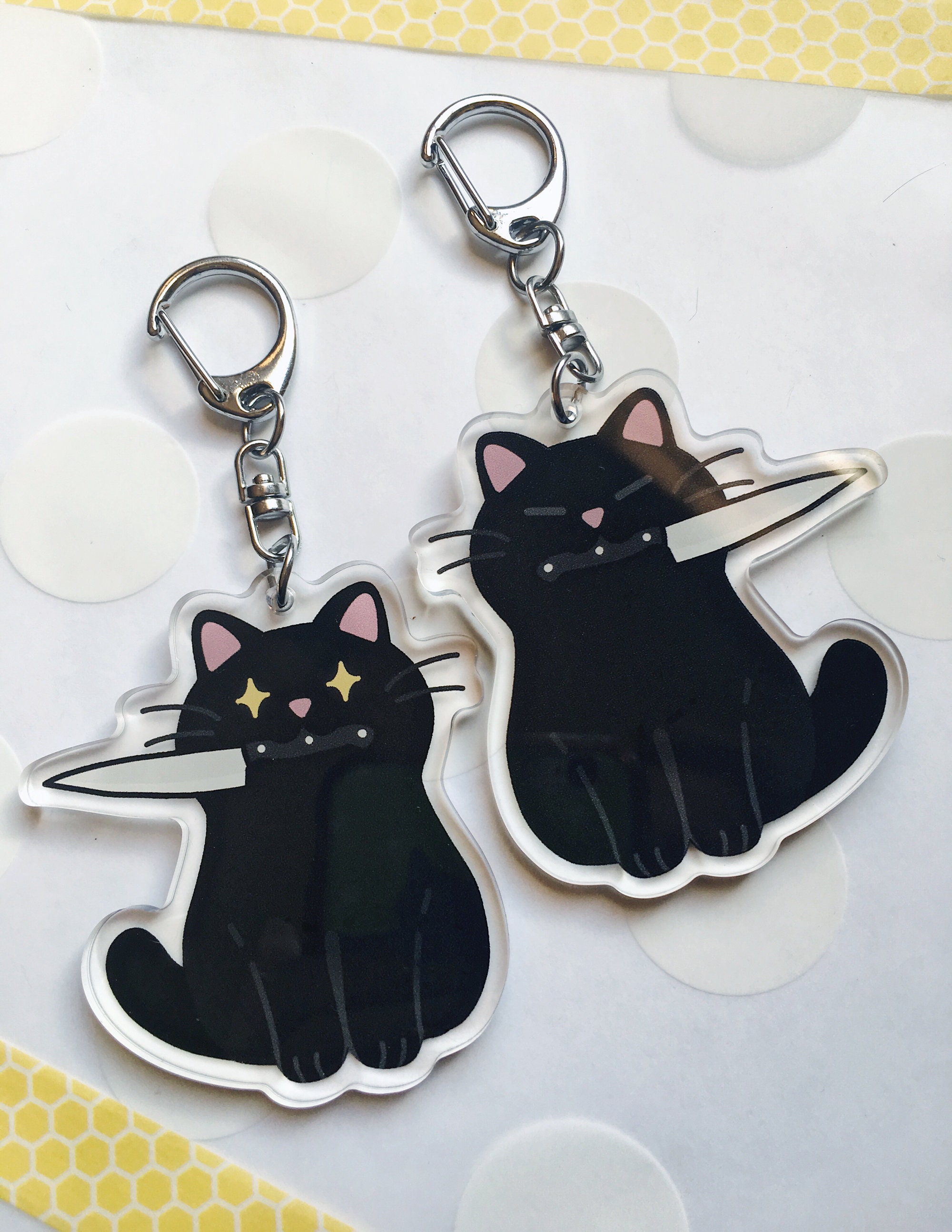 Acrylic Evil Cat Keychain