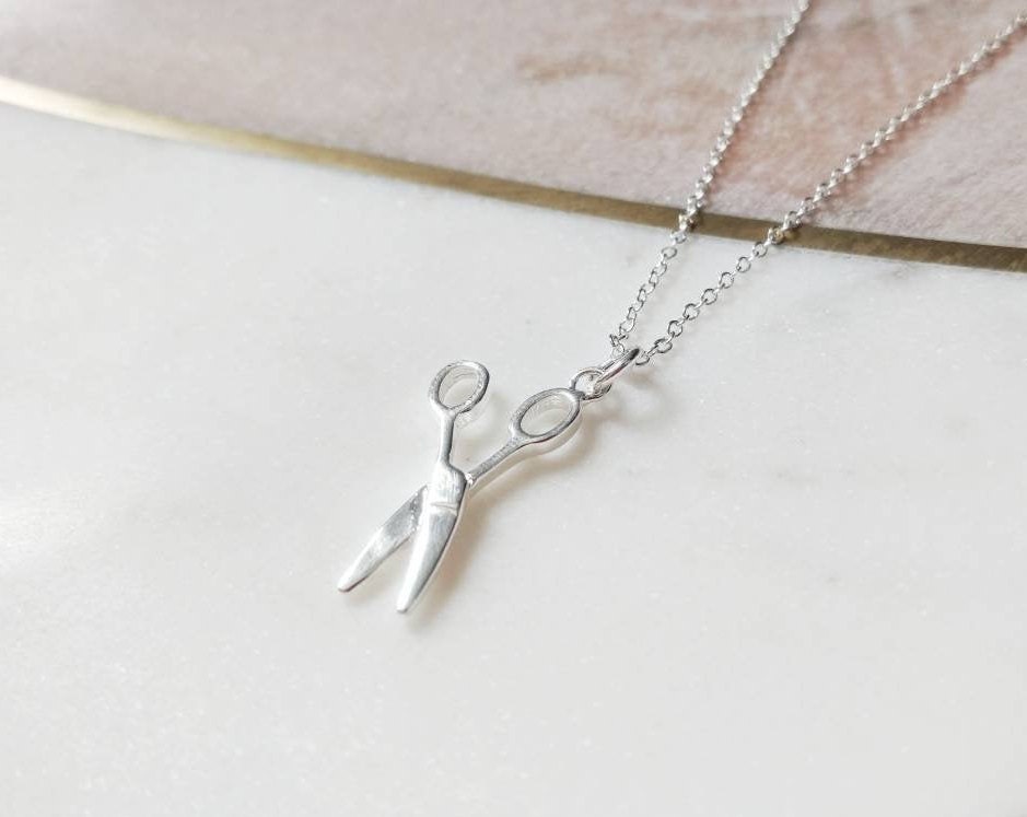 Sleek and Pretty Silver Scissors Necklace