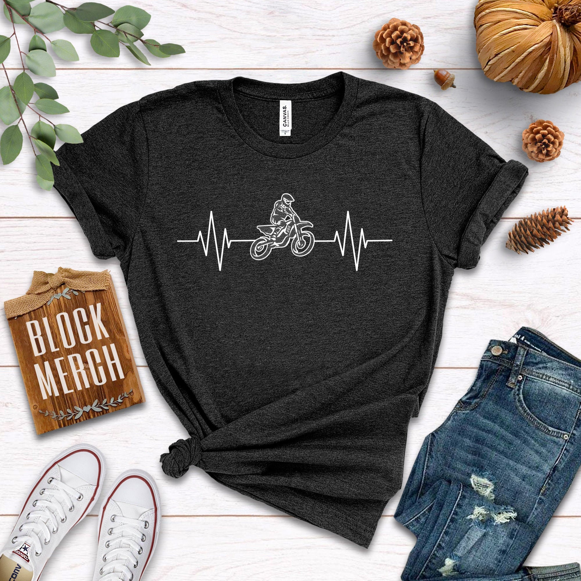 Motorcycle Rider-Inspired Heartbeat Design Shirt 