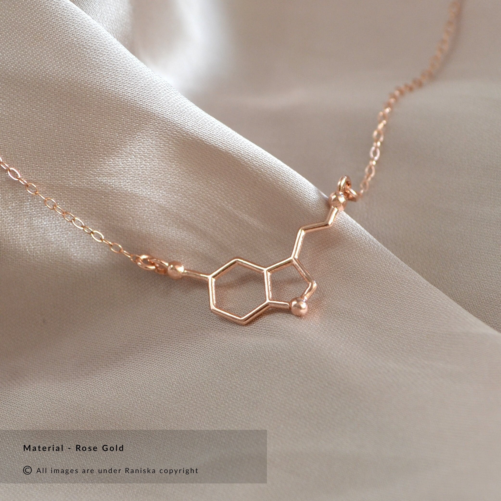Serotonin Silver Molecule Necklace