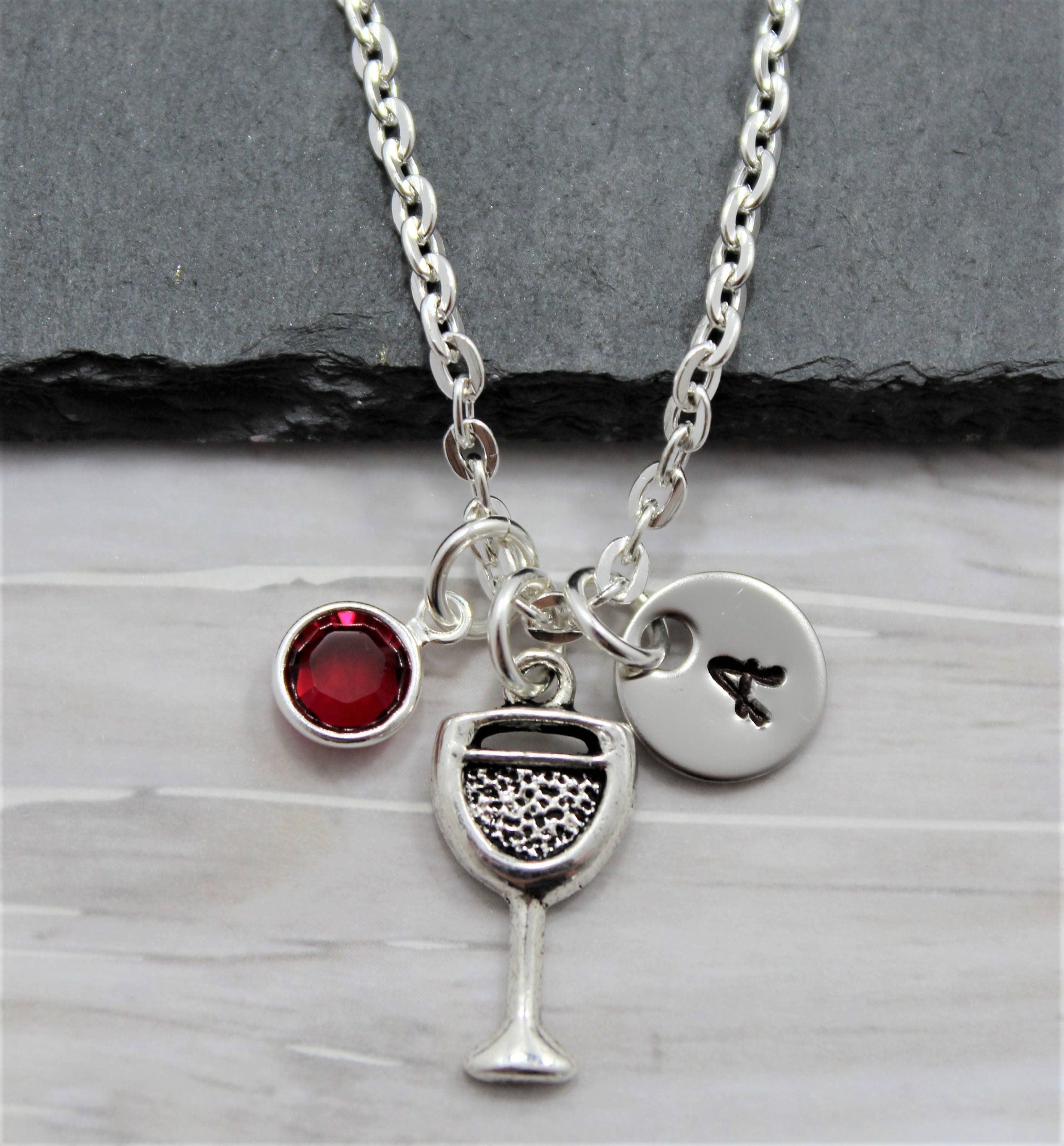 Customizable Wine Glass Charm Necklace