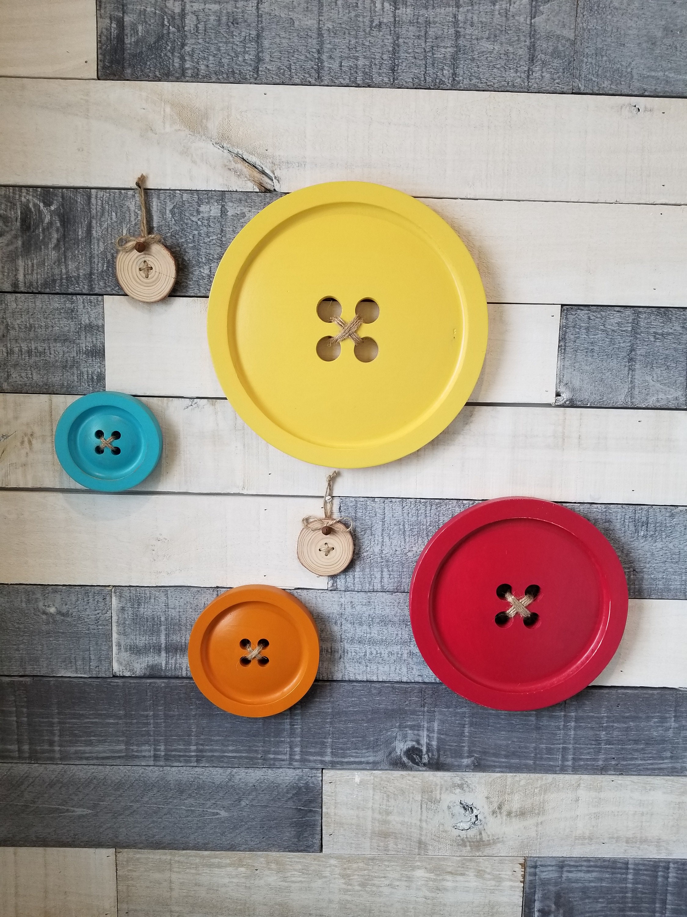 Large Wooden Button Wall Décor