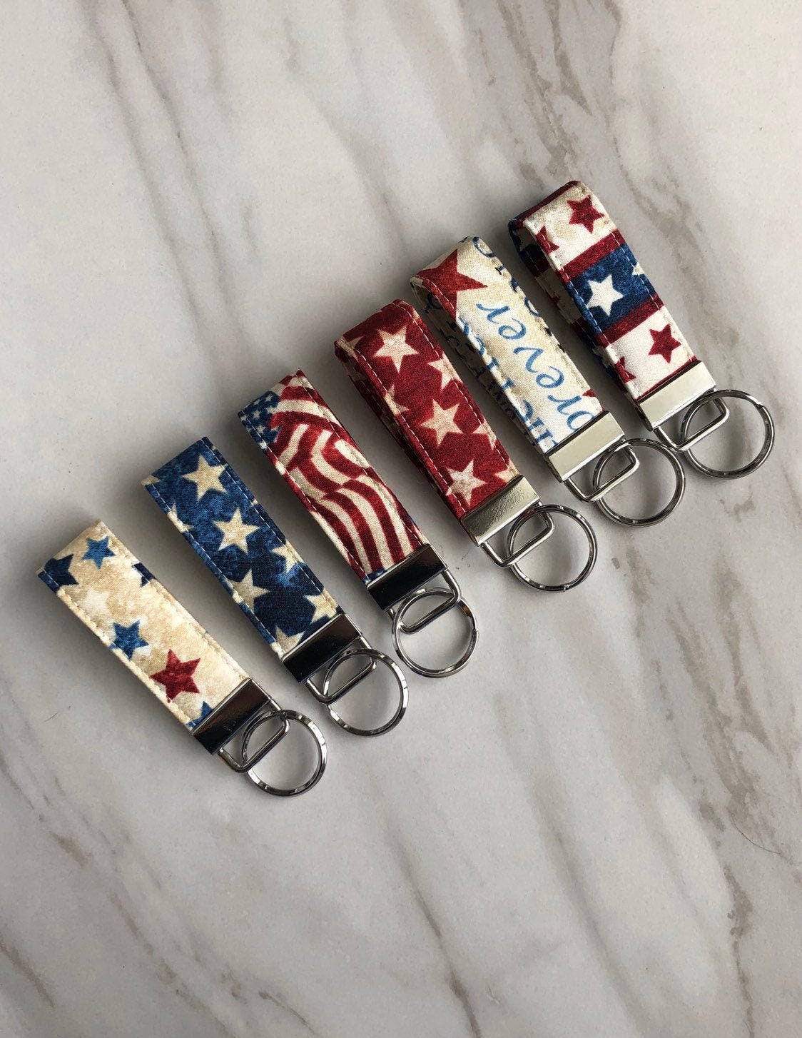Fourth of July Leather Keychains