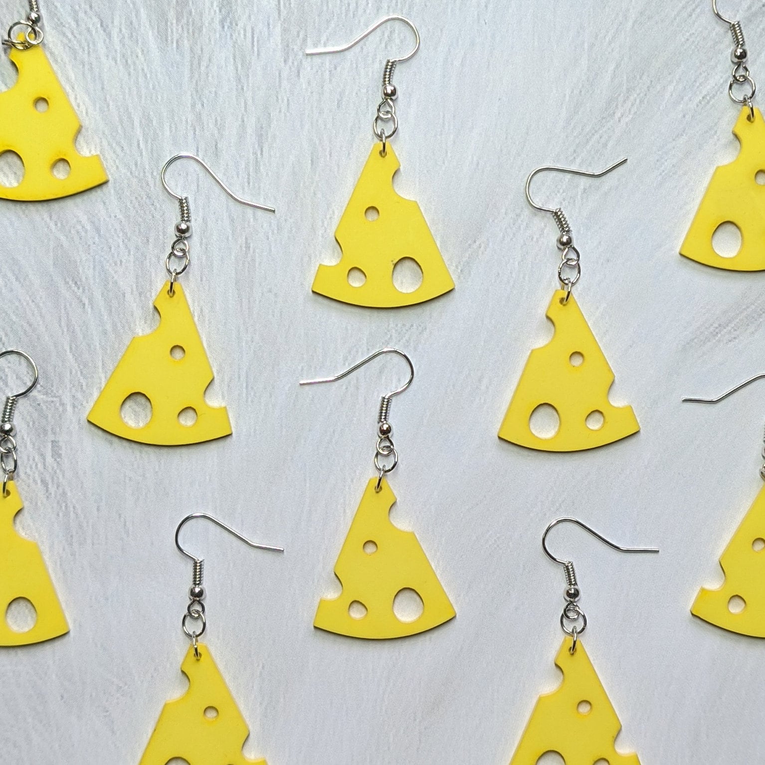 Dainty Yellow Plastic Cheese Earrings