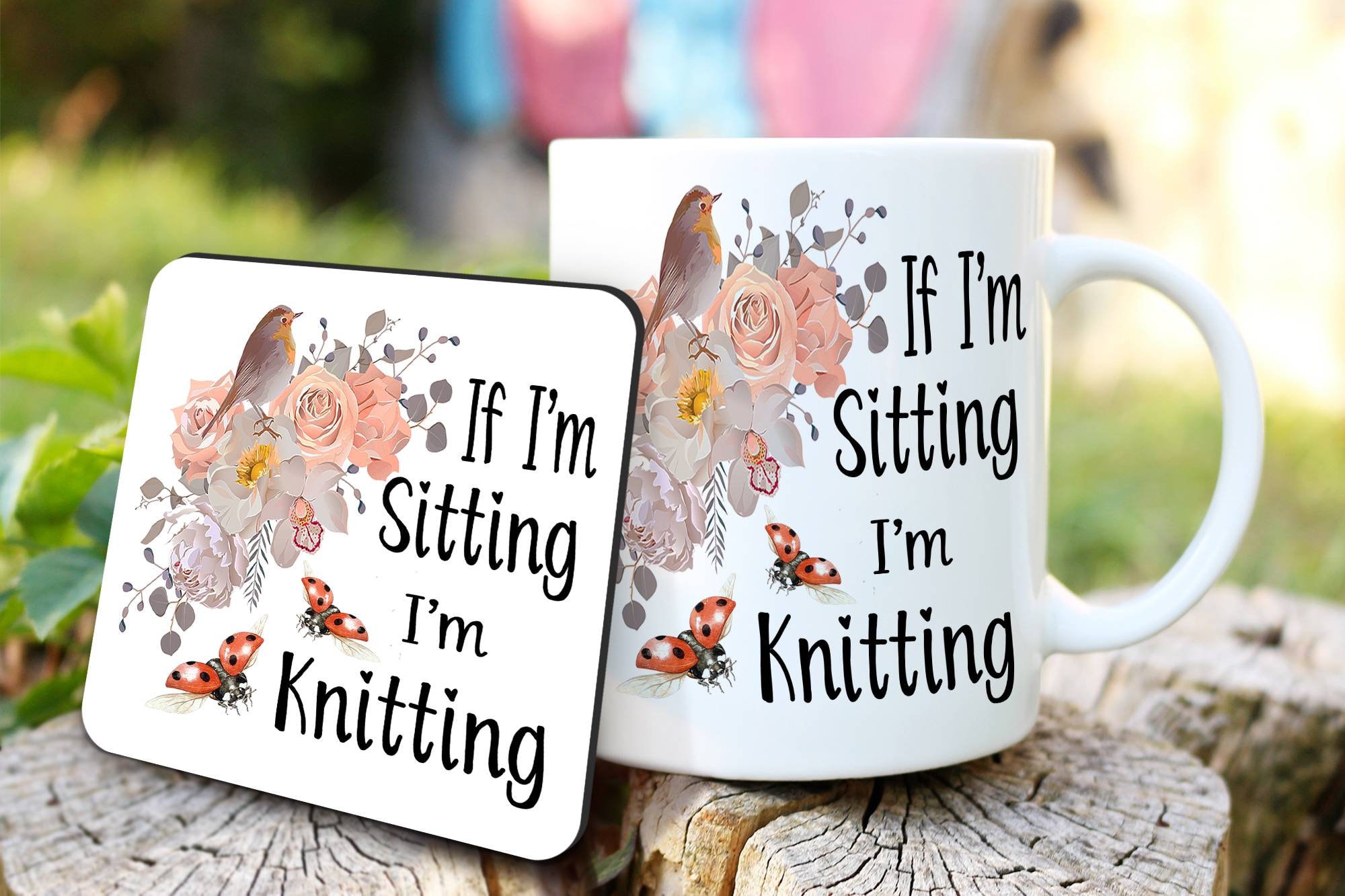 Knitting Coffee Mug and Coaster Set