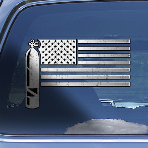 Scuba Diver American Flag Decal
