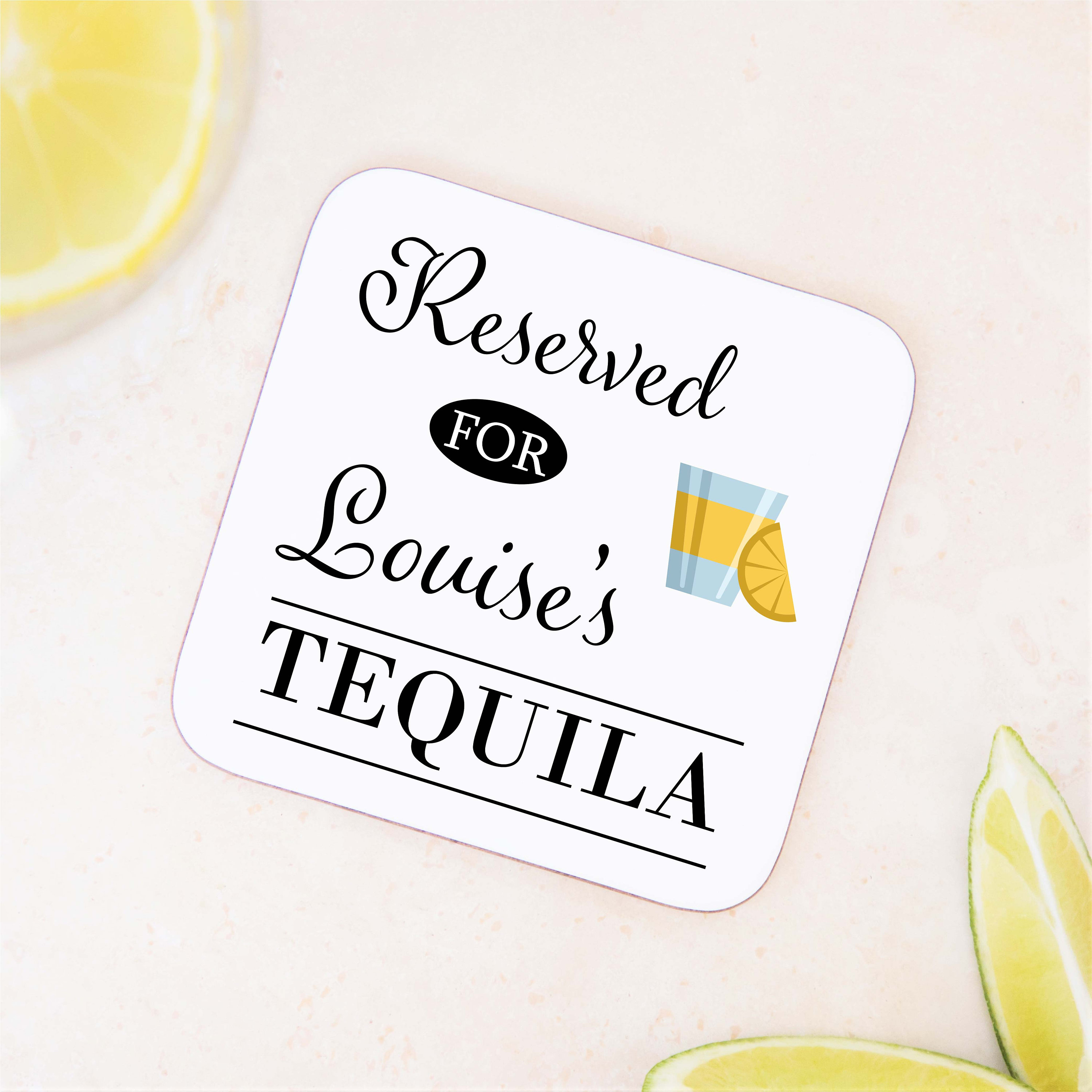 Personalized Wooden Tequila Drink Coaster
