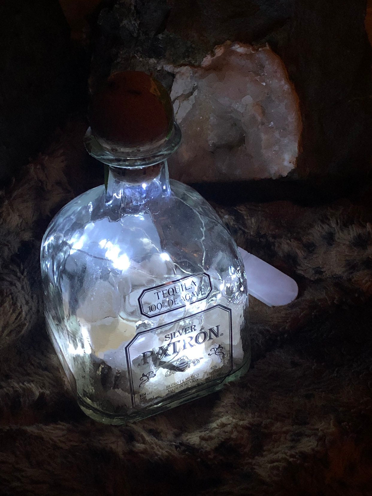 Handmade Upcycled Tequila Bottle Droplight 