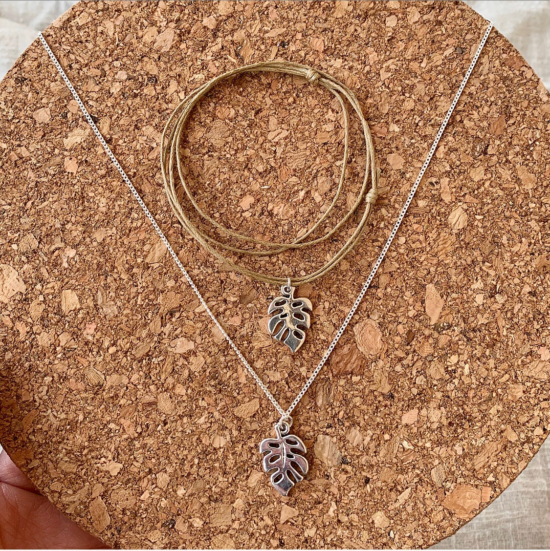 Adjustable Necklace with a Silver Leaf Charm