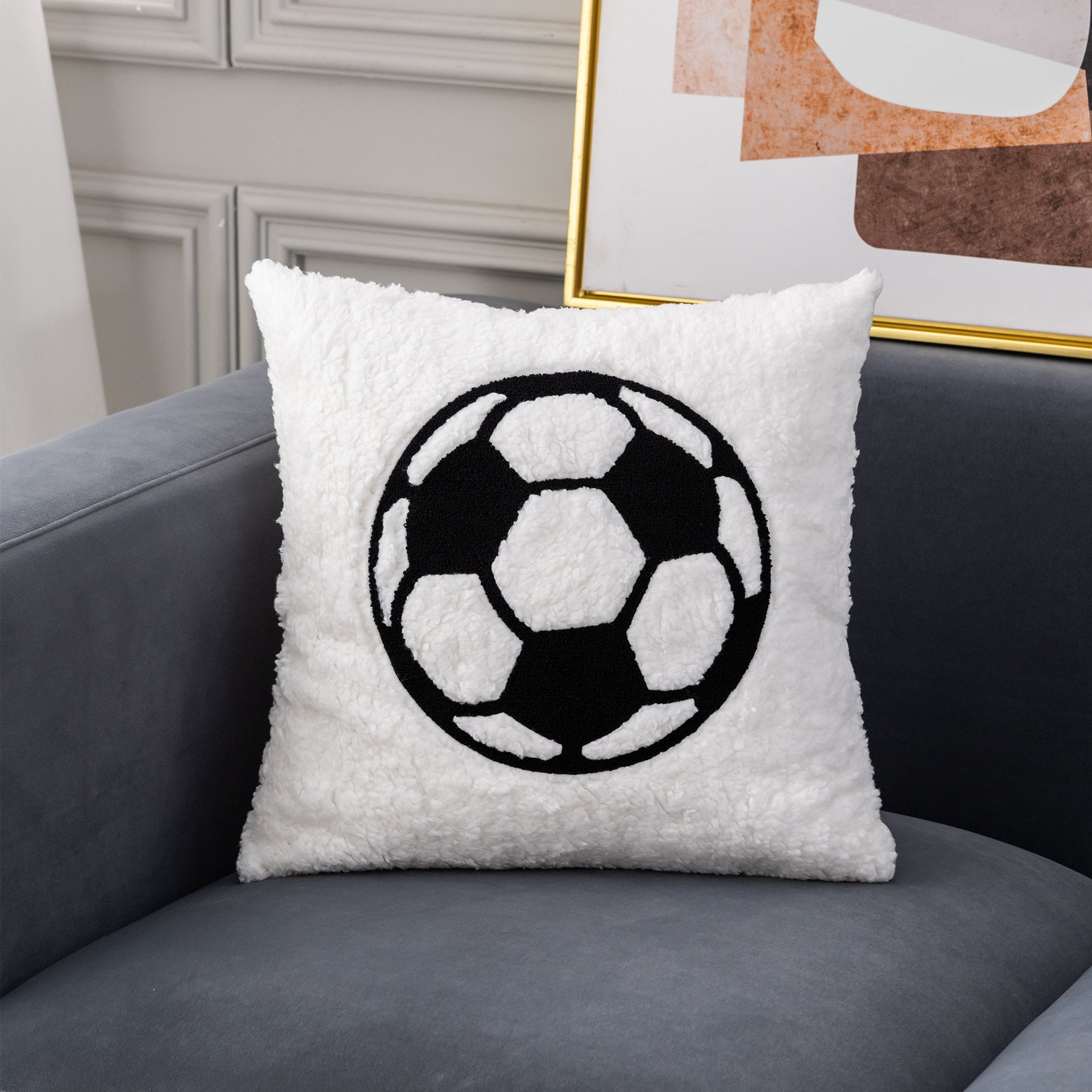 Soft Throw Pillow Covers for Soccer Fans