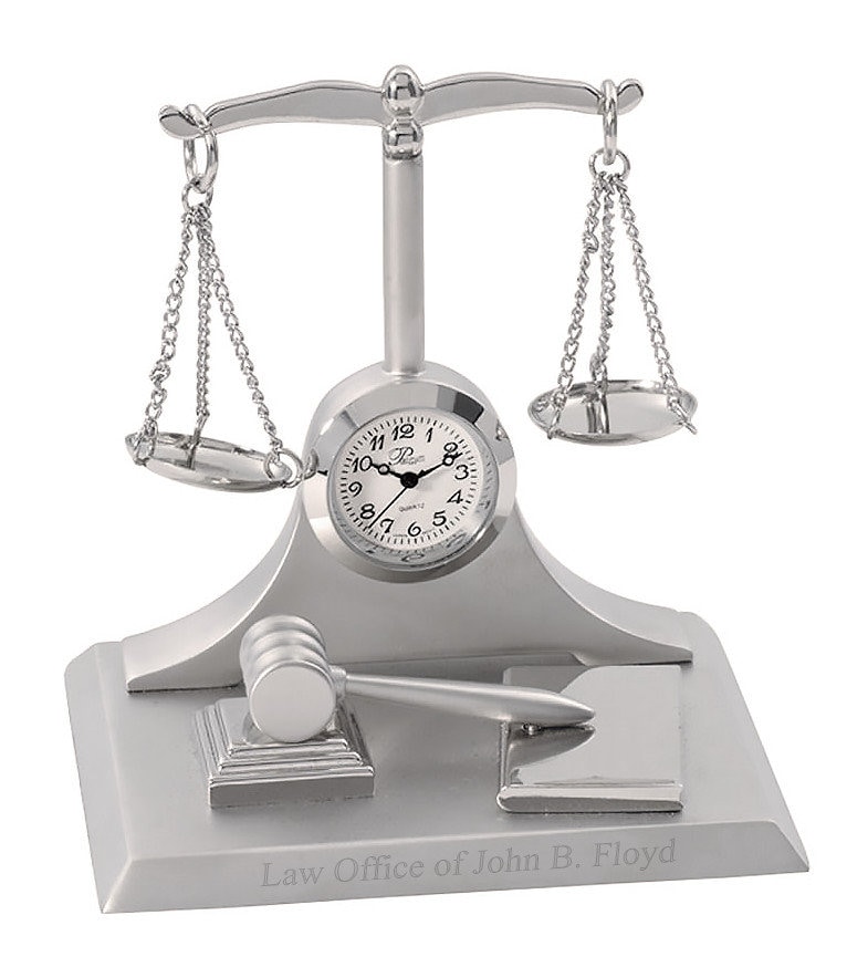 Miniature Scales of Justice Desk Clock 