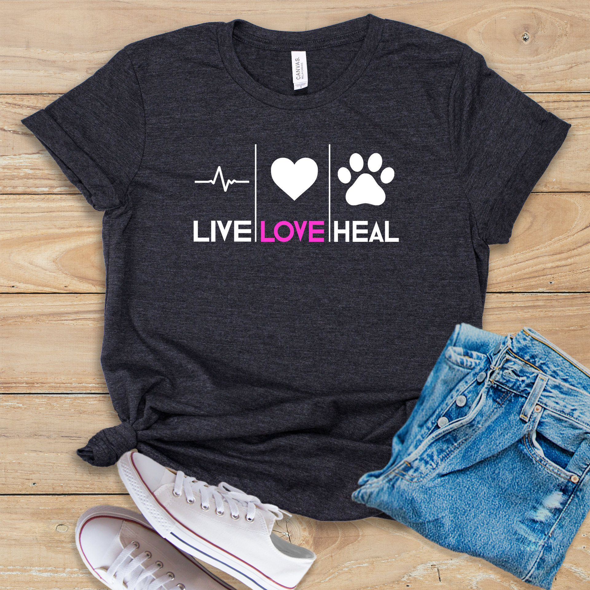 Flattering Live Love Heal Shirt