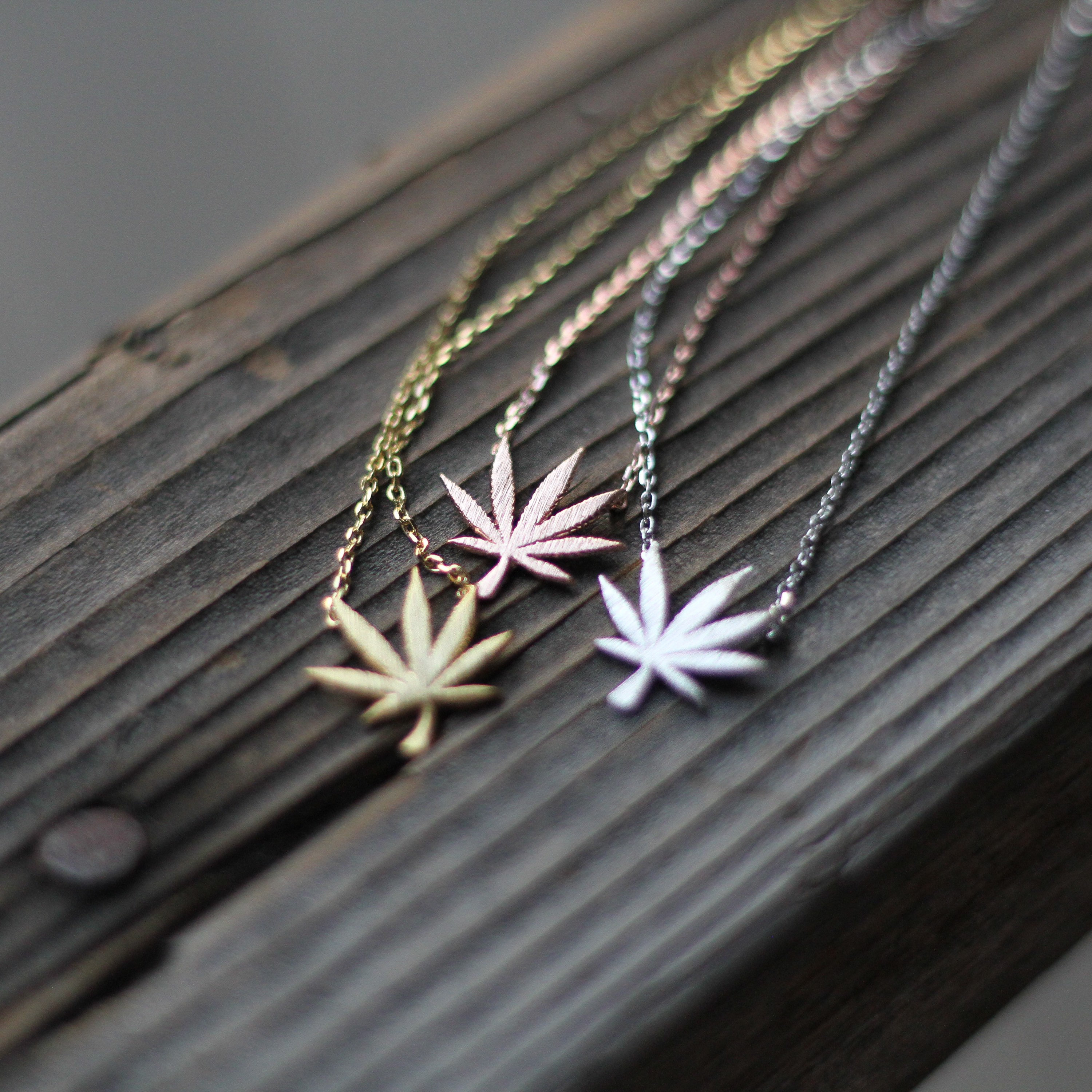 Minimalist Cannabis Leaf Gold Necklace
