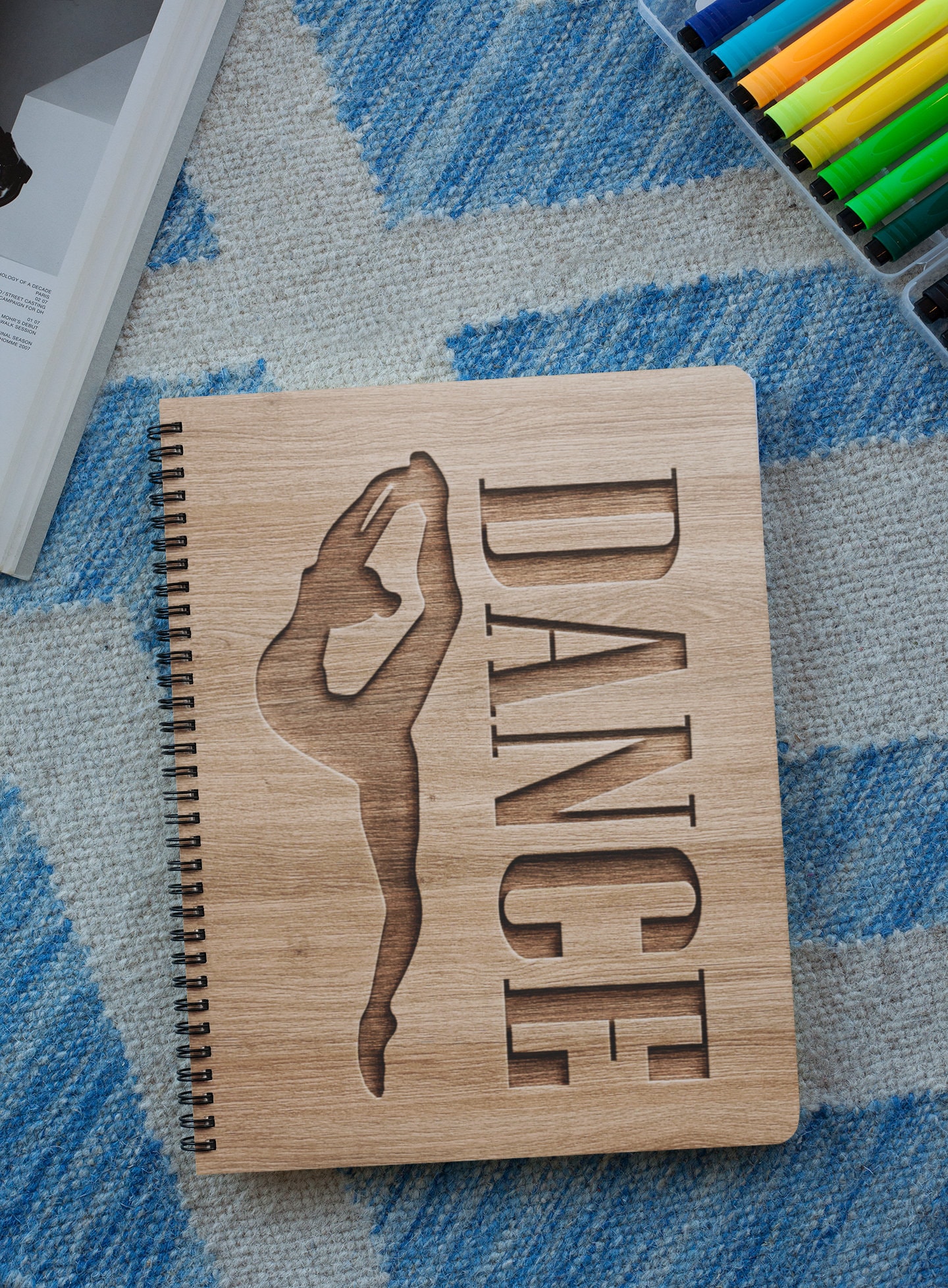 Wood Cover Notebook with Ballet Design