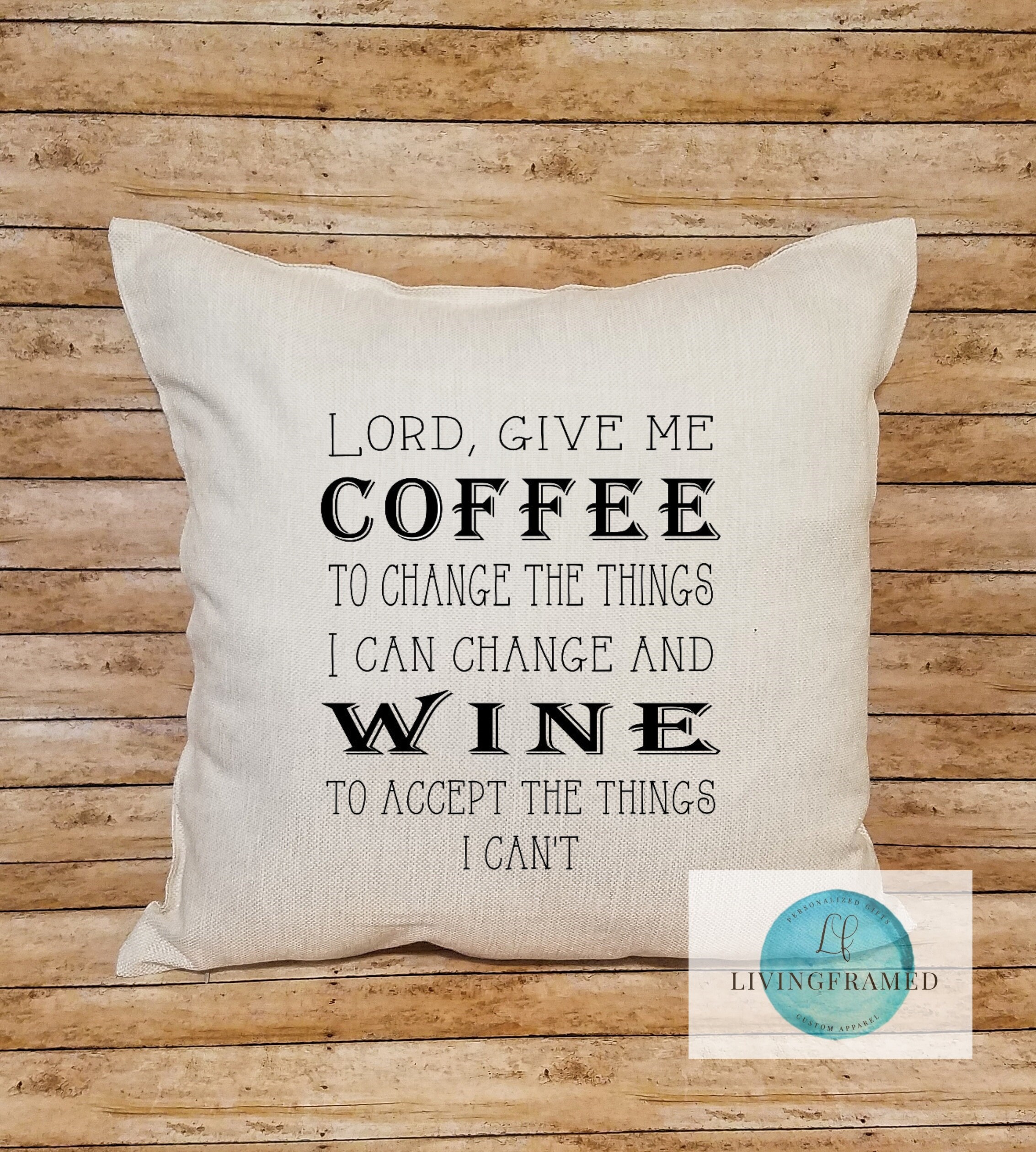 Pillow Cover for Coffee and Wine Lovers 