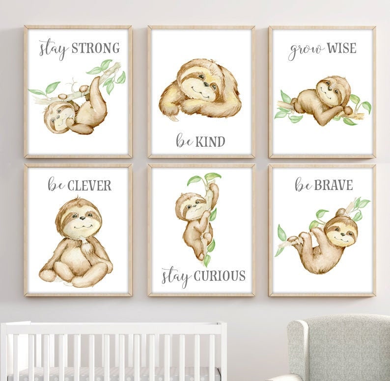 Cute Sloth Quotes Wall Art