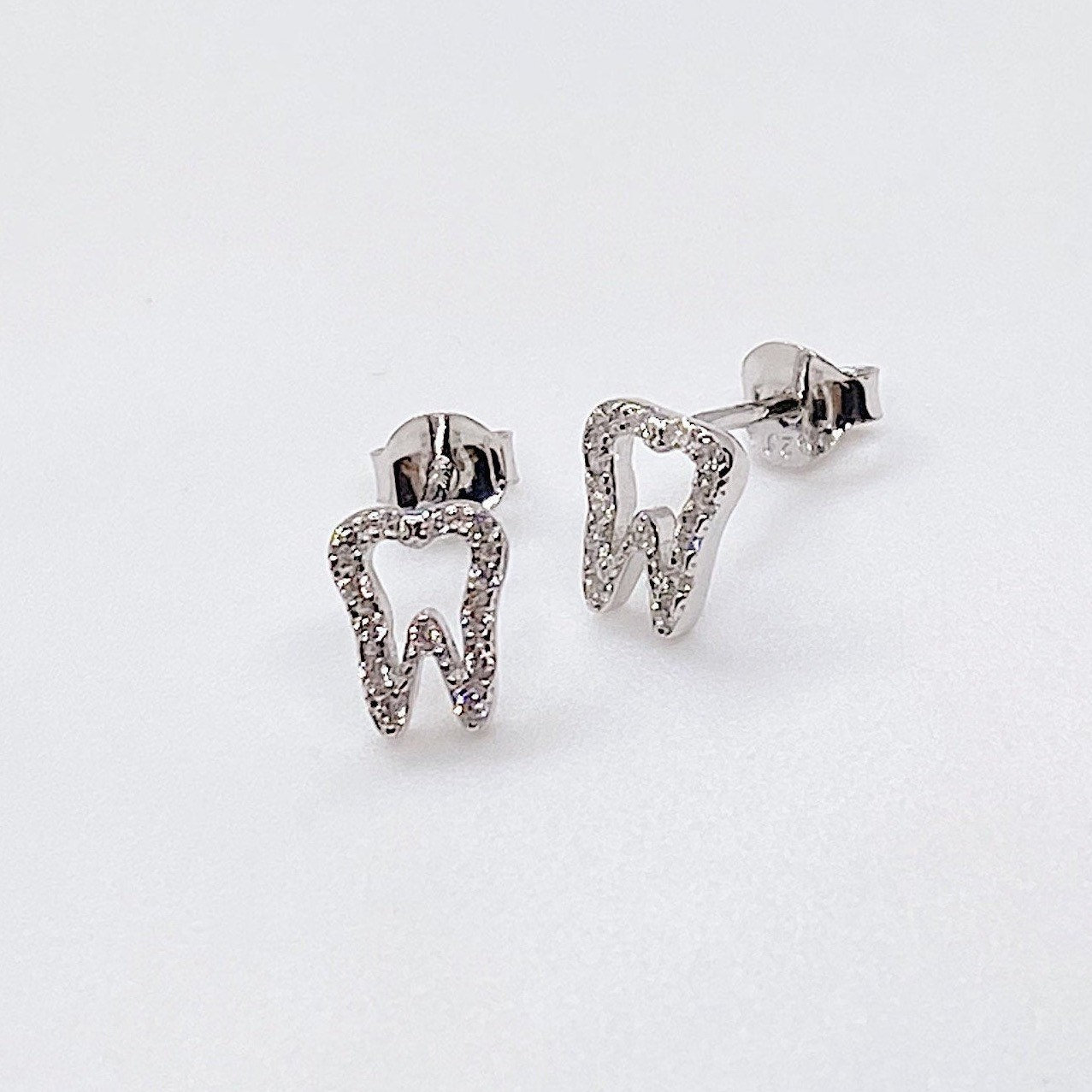 Tiny Glimmering Tooth Earrings 