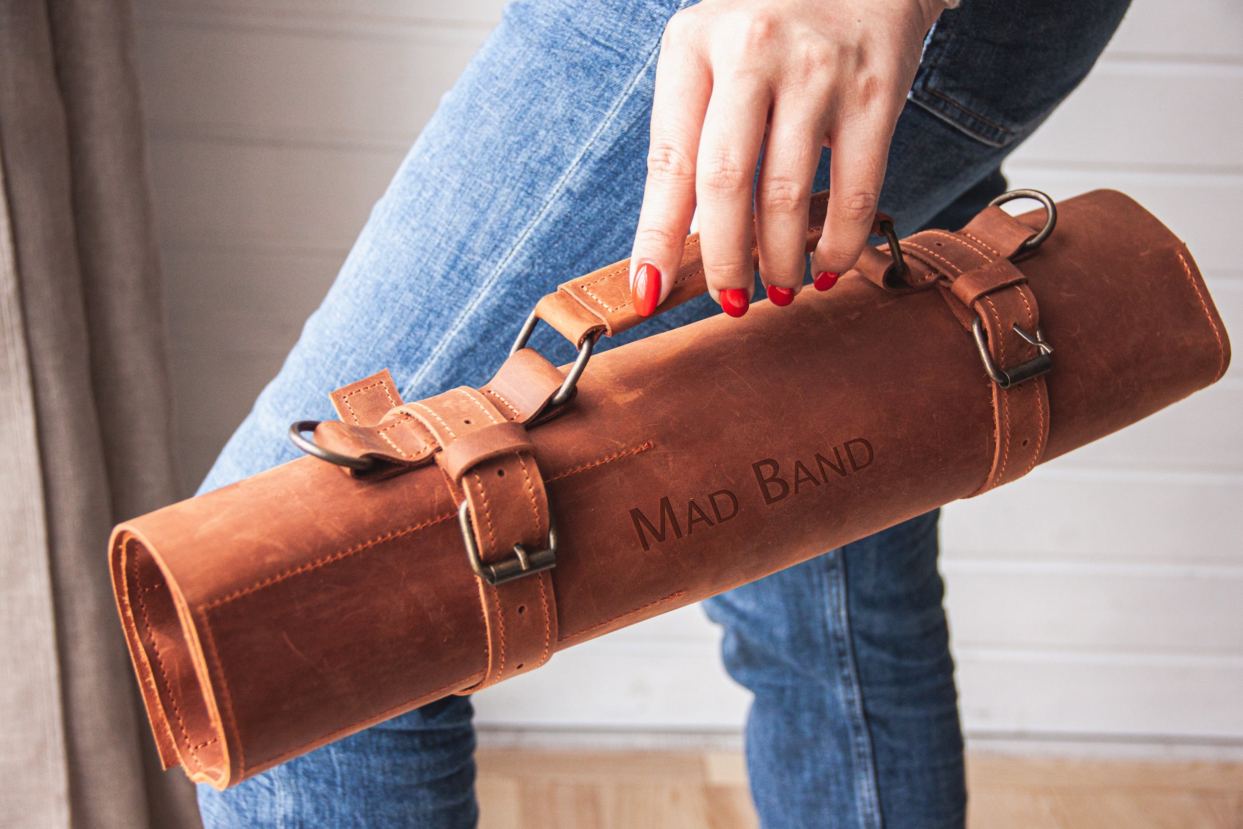Customizable Genuine Leather Drumstick Bag