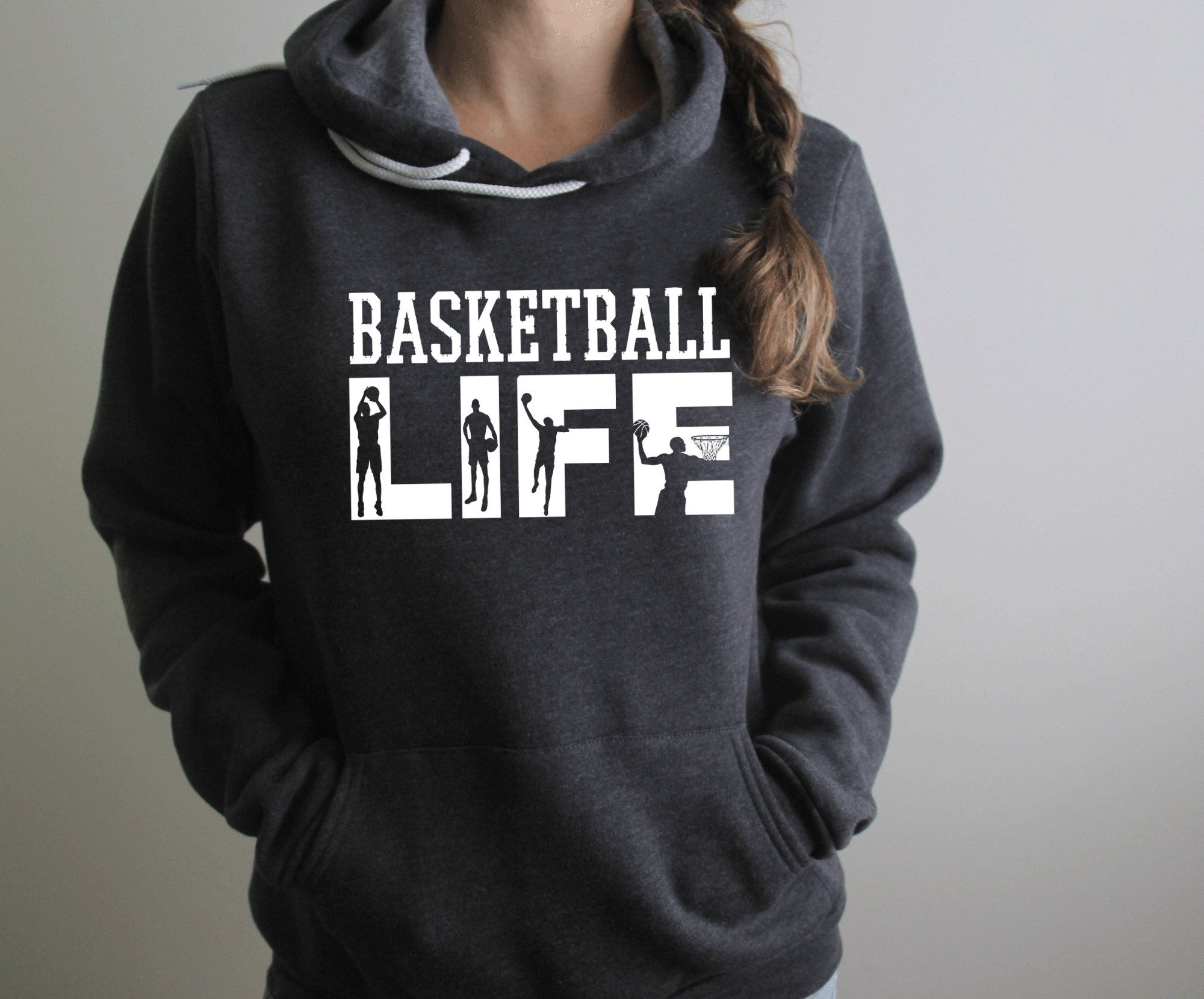 Chic Basketball-Print Pullover Hoodie