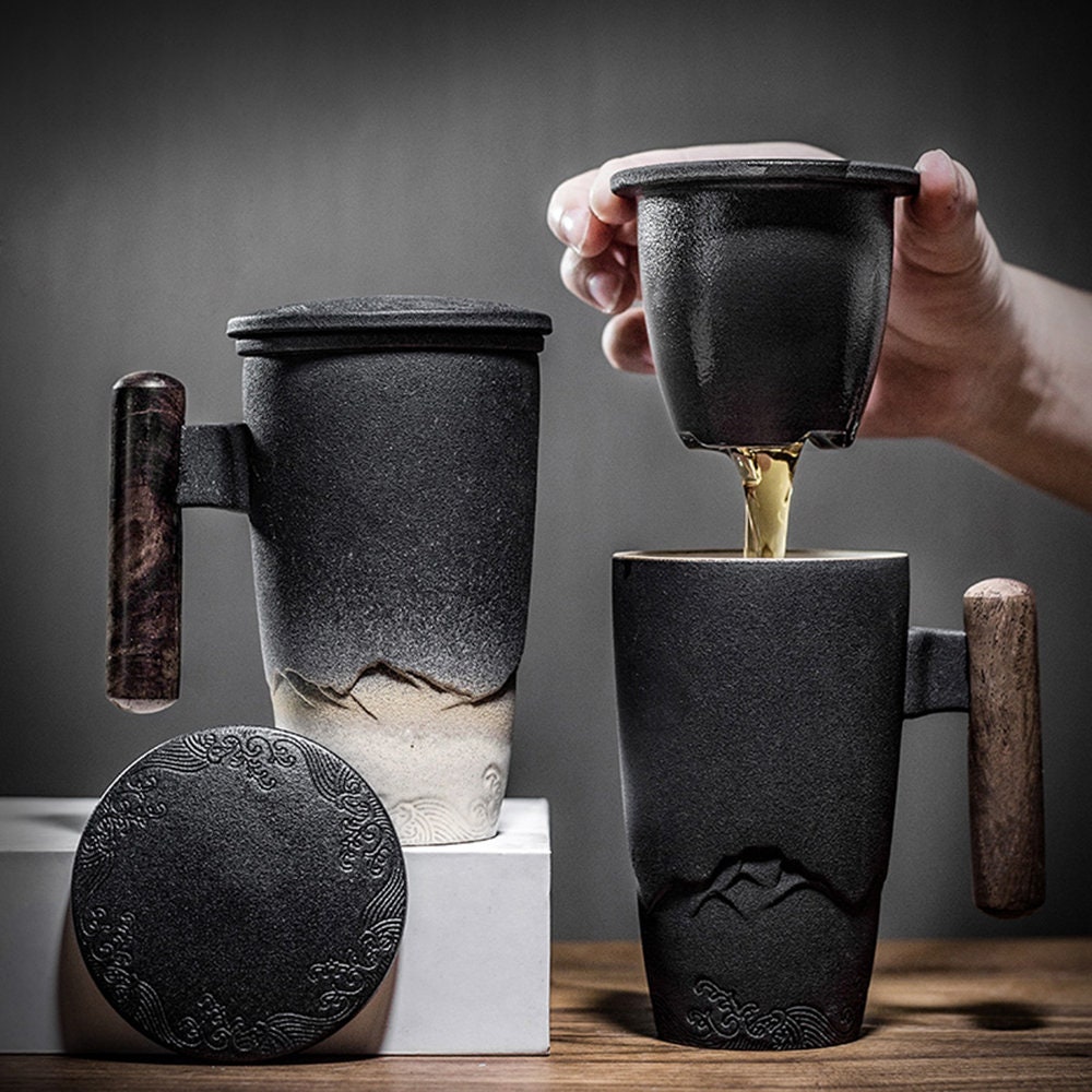 Sturdy, Functional, Rugged Tea Mug With Strainer