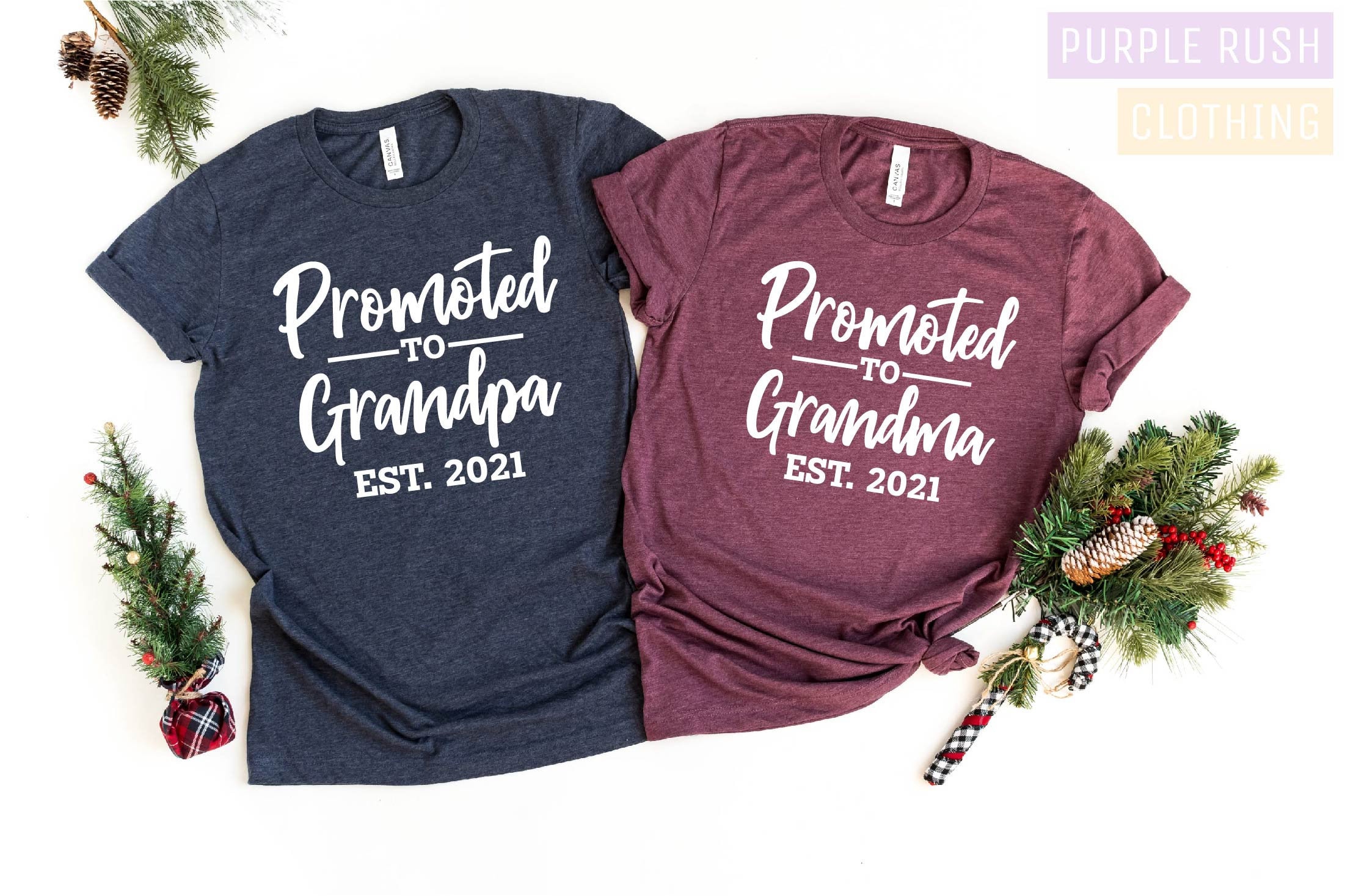 Promoted to Grandma and Grandpa Matching Shirts