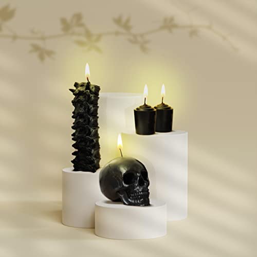 Spooky Goth Skull and Spine Candle Set