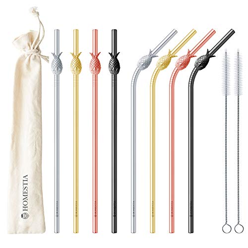 Stainless Steel Pineapple Reusable Straw Set