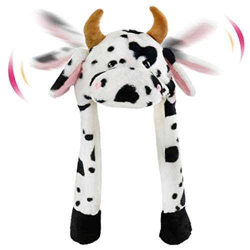 Cute Interactive Plush Cow Hat 