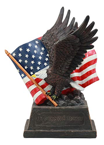 Flag-Carrying American Bald Eagle Statuette