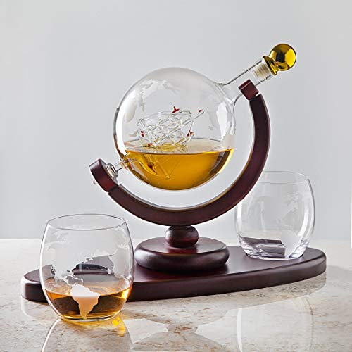 Gorgeous Globe Design Whiskey Decanter Set