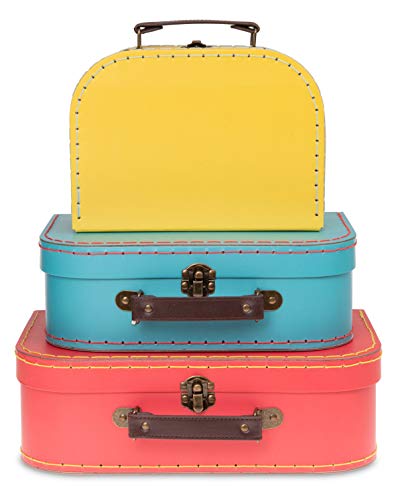 3-Set Pastel Toned Paperboard Suitcases 