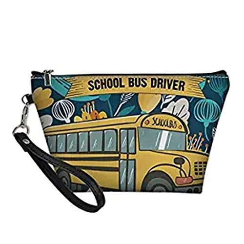 Graphic School Bus-Themed Travel Pouch 