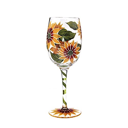 Sunflower Themed Wine Glass