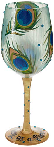 Stunning Hand-Painted Peacock-Design Wine Glass