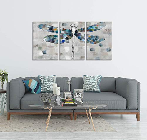 3-Piece Blue Dragonfly Canvas Wall Art 