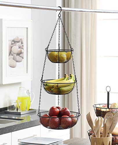 Sturdy 3-Tier Hanging Fruit Basket 