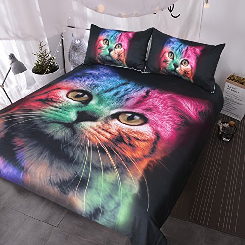 Trippy Colorful Cat Bed Sheet Set