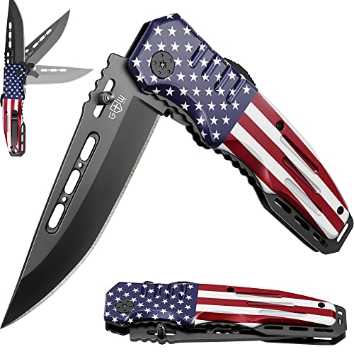 Bold American Flag Folding Knife
