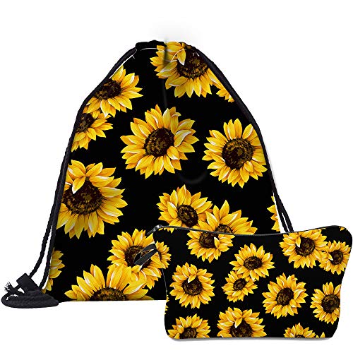 Two-Piece Sunflower Drawstring Bag